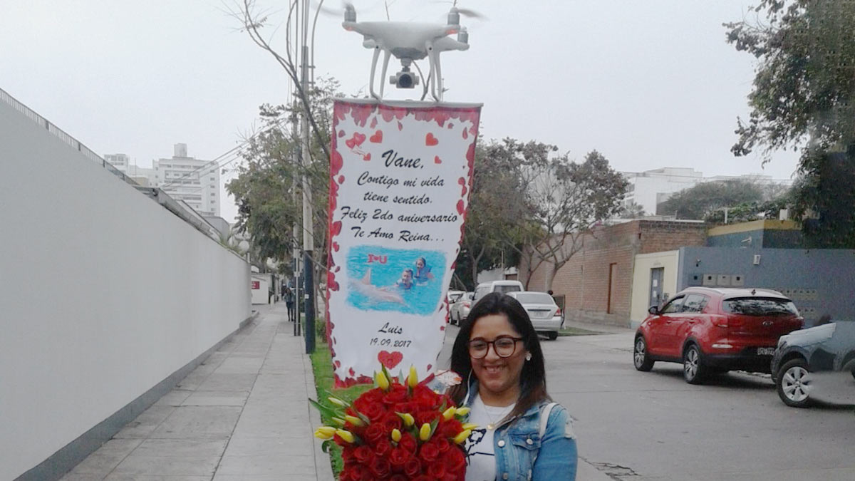sorpresa con dron mensaje de amor desde el cielo k7kymn
